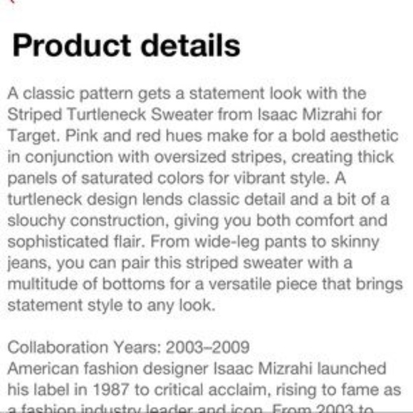 NWT Isaac Mizrahi Target Striped Turtleneck Medium - Picture 5 of 5
